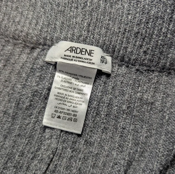 ARDENE Gray Ribbed Knit Wide-Leg Pants - Picture 2 of 7